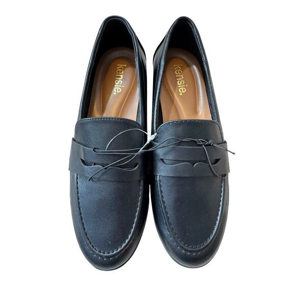 KENSIE size 8.5 Black Penny loafers, Synthetic Leather, Flats; NEW Shoes w/ Box - Picture 1 of 7